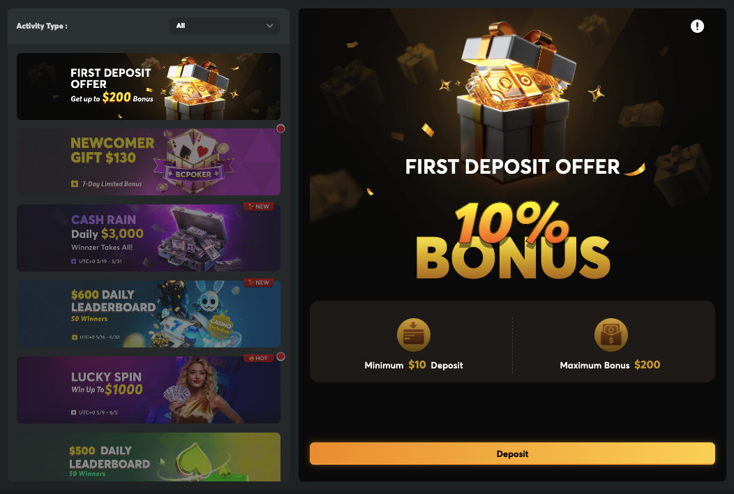 BCPoker Promotions
